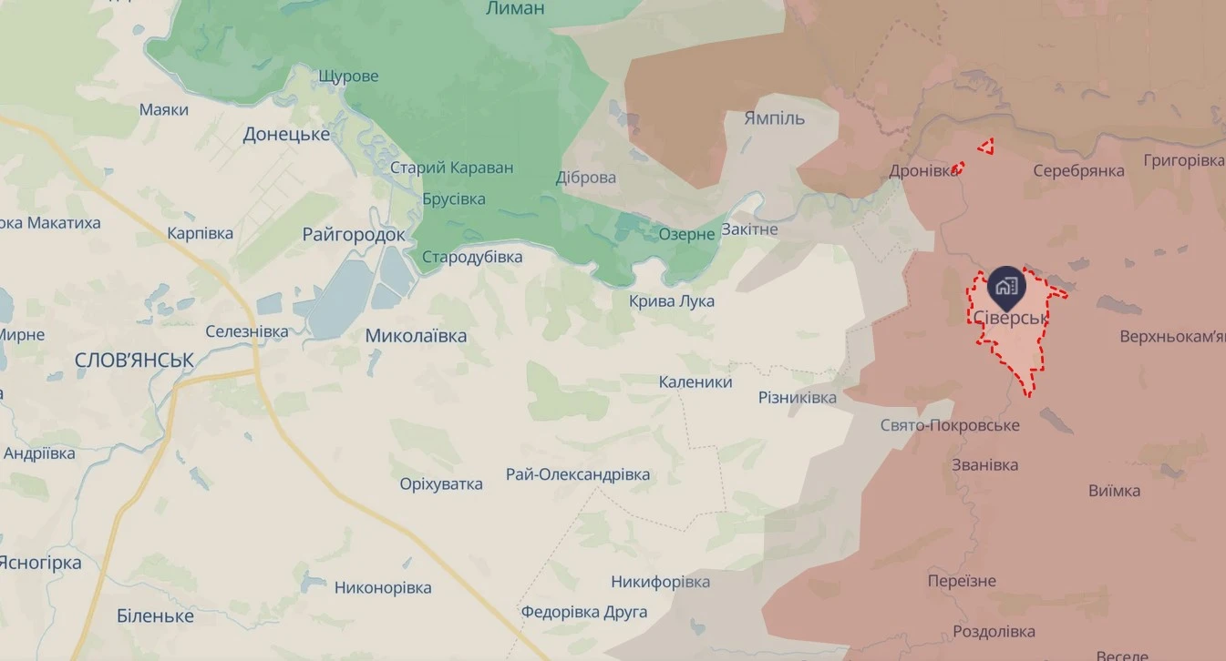 Район Северска на карте DeepState