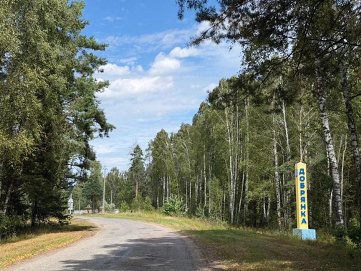Стелла при в'їзді в селище Добрянка