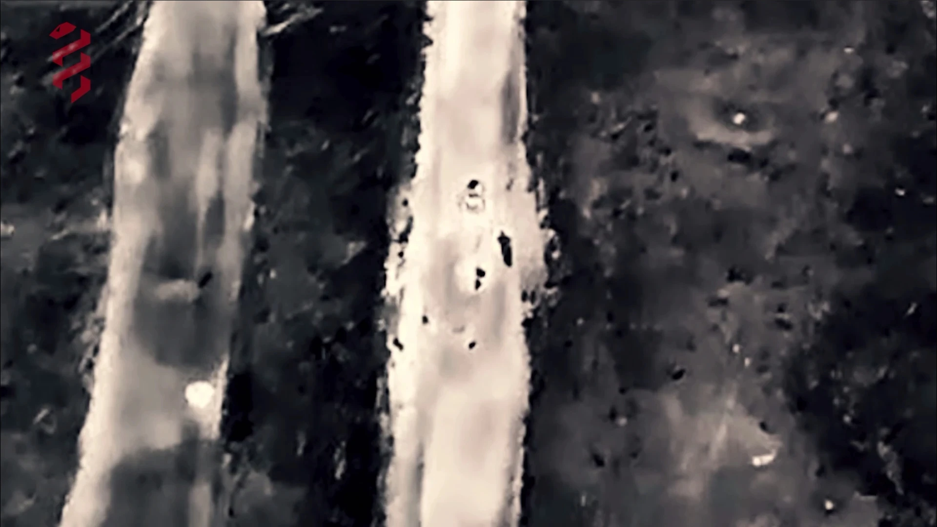 Route taken by the ground robotic system captured on a thermal imager