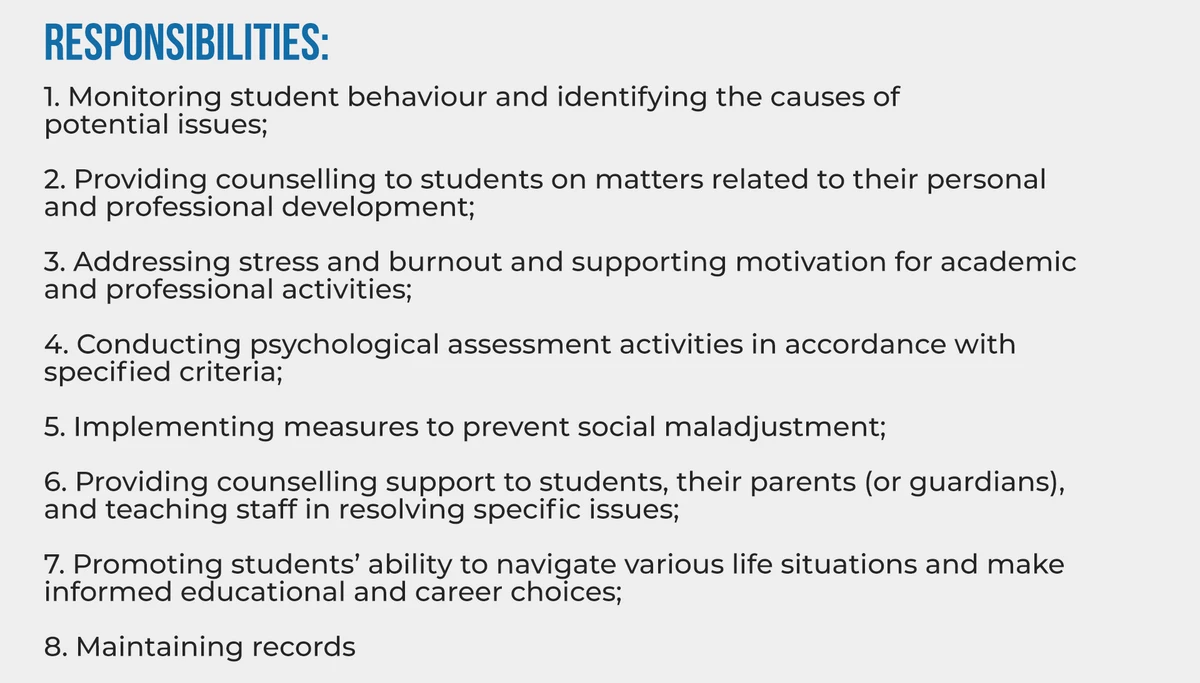 Job description for a psychologist at Alabuga