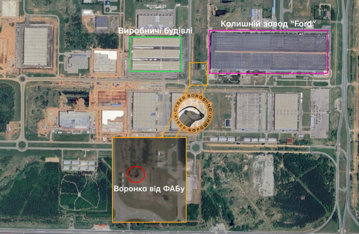 Satellite image of the aftermath of the 23 April attack on Alabuga.