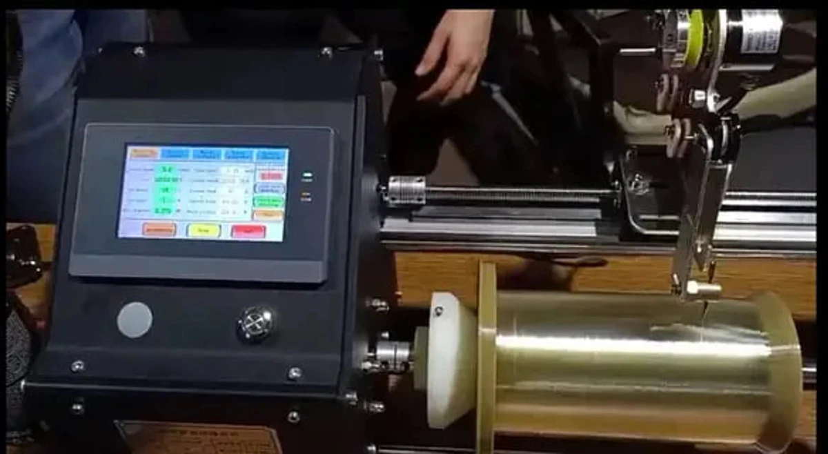 Fibre-optic winding machine.