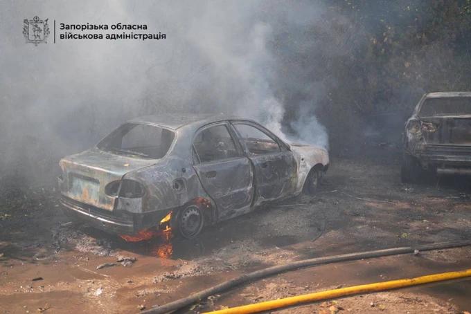 A burnt out car