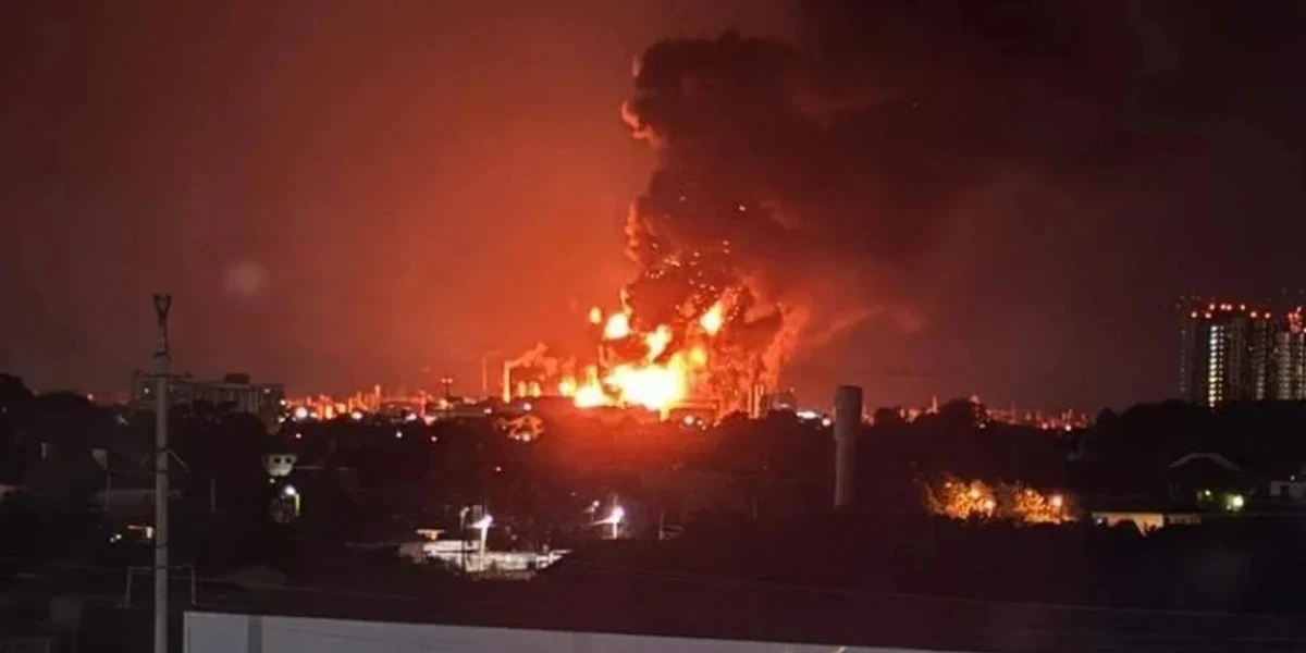 The consequences of strikes on an oil refinery in Krasnodar