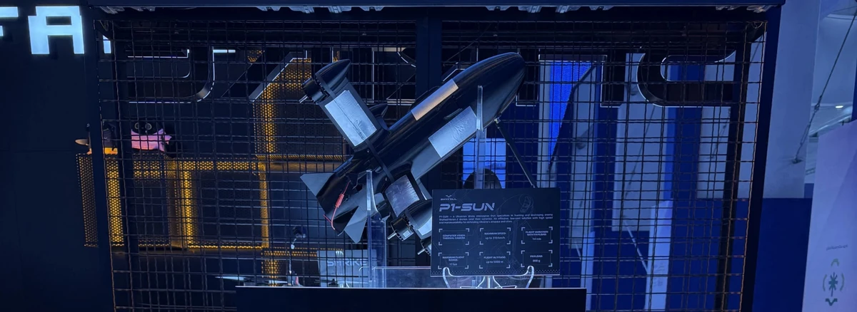 The P1-SUN drone at the World Defence Show 2026.