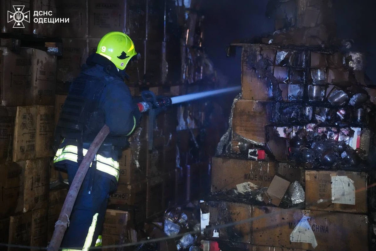 A firefighter working