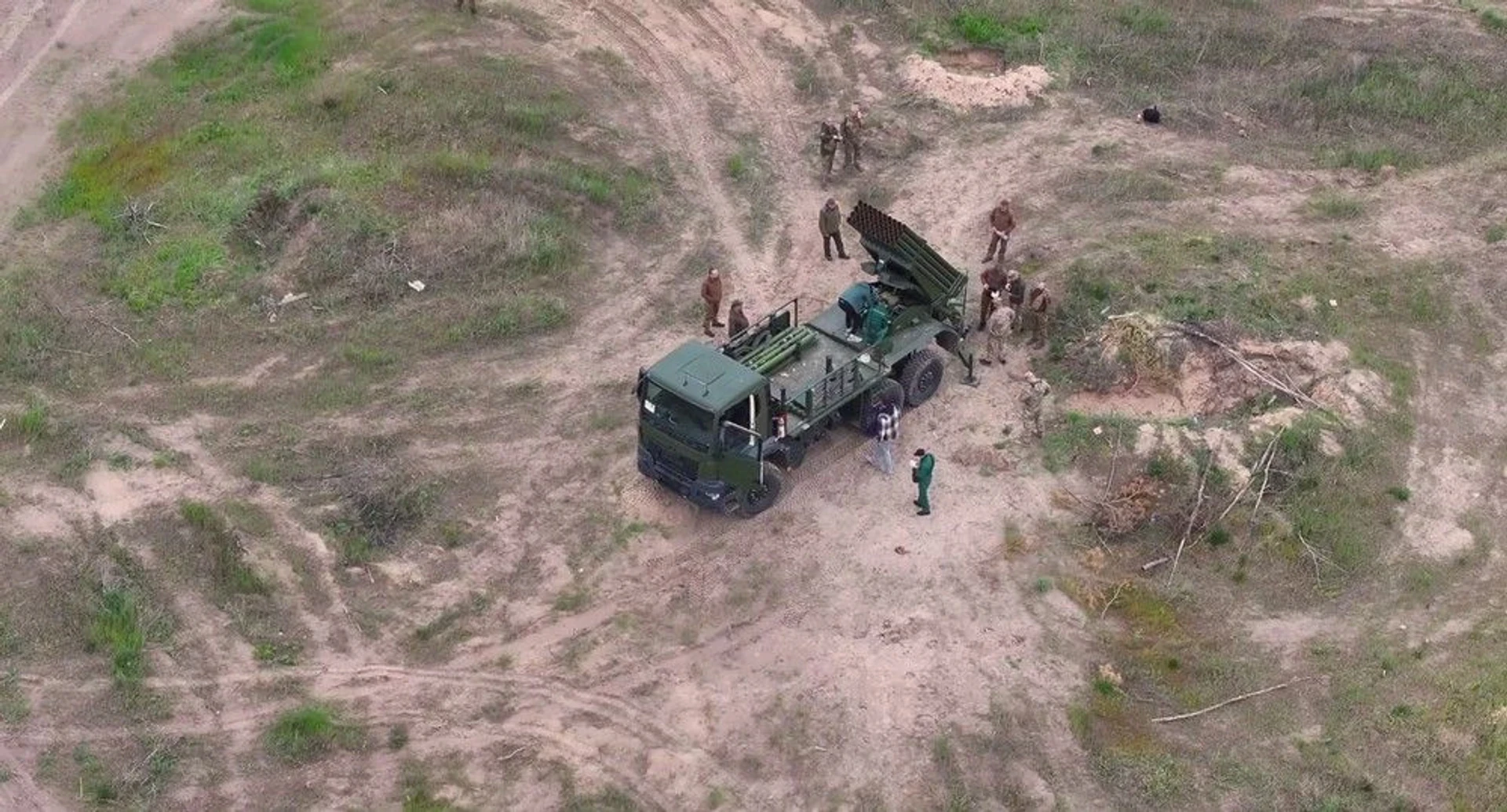Upgraded BM-21 Grad multiple-launch rocket system (MLRS).