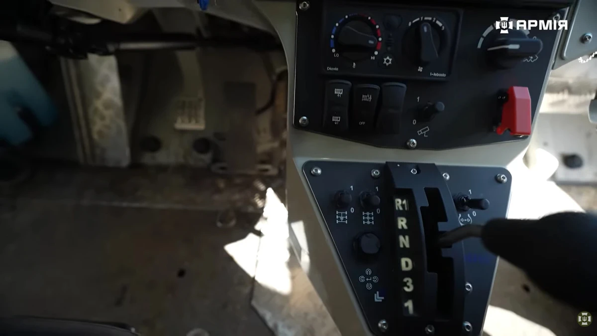 Driver's station in the Patria 6×6 with controls and electronics.