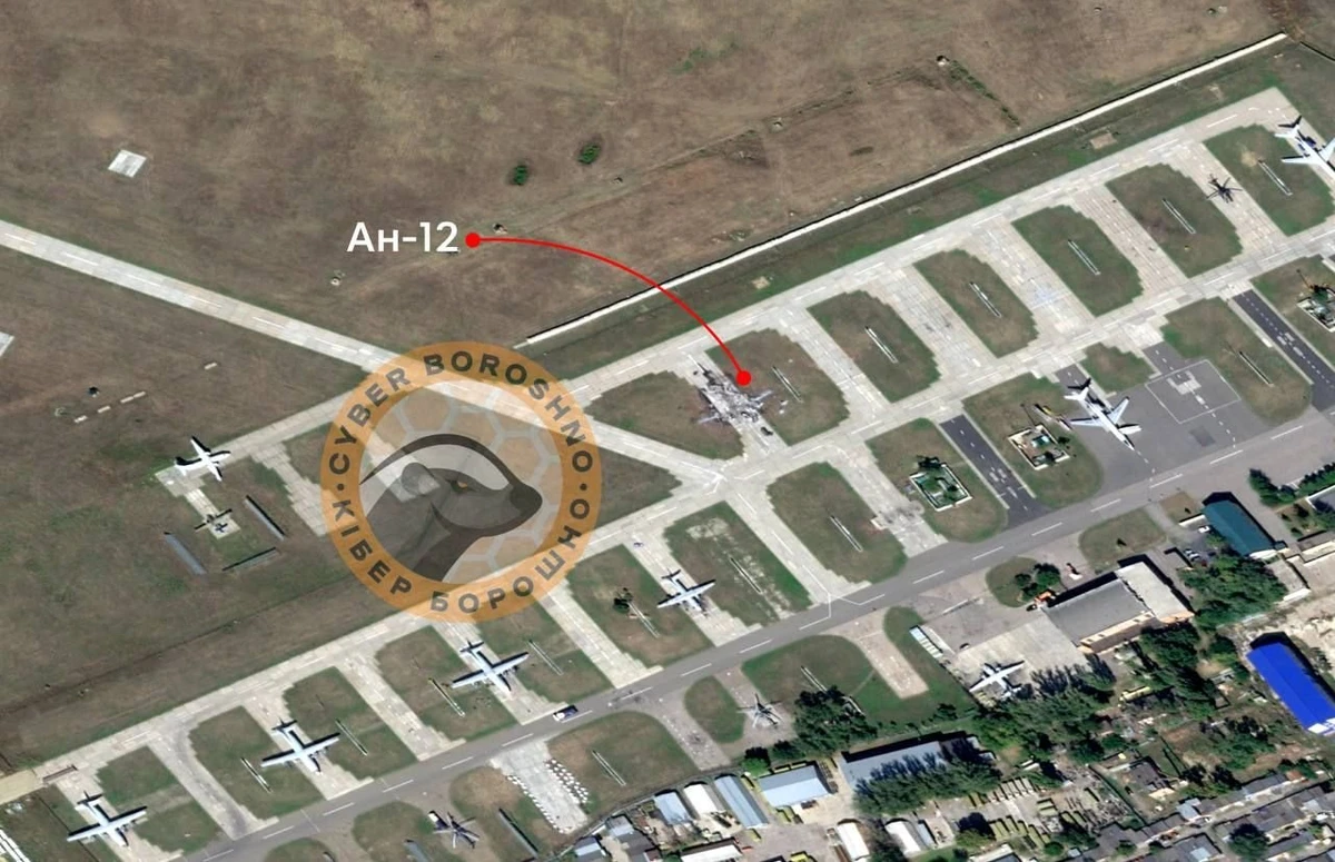 Satellite image of the air base in Rostov after the 17 September attack