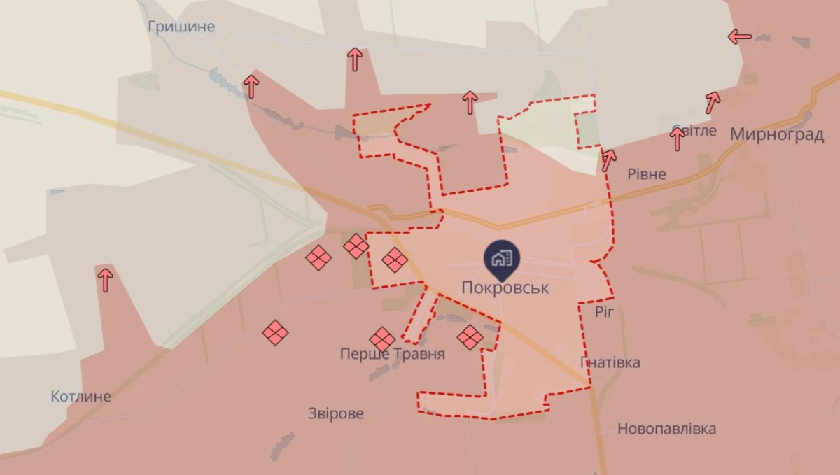 ситуація в Покровську на 21 лютого, deepstatemap