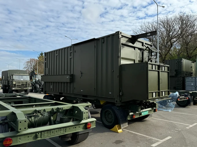 A ready-made repair workshop on a trailer before being sent to a military unit.