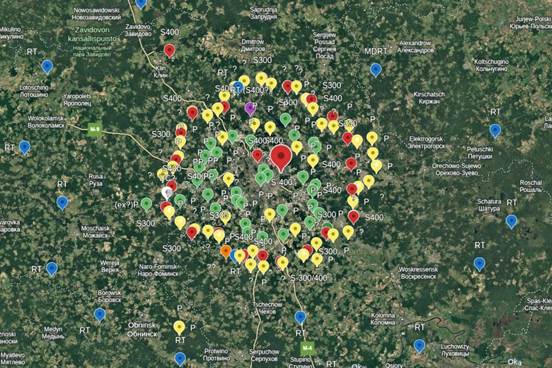 Number of air defence positions around Moscow.