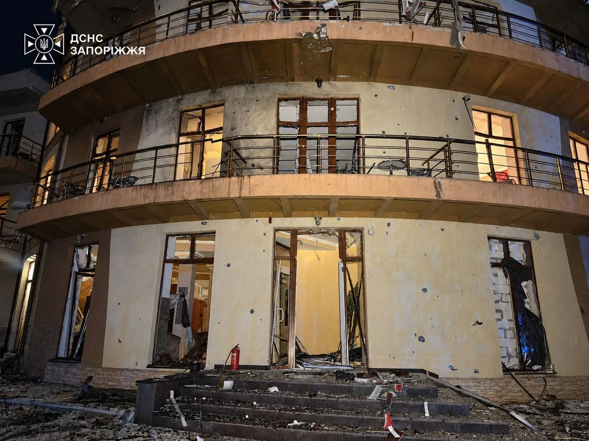 A damaged hotel