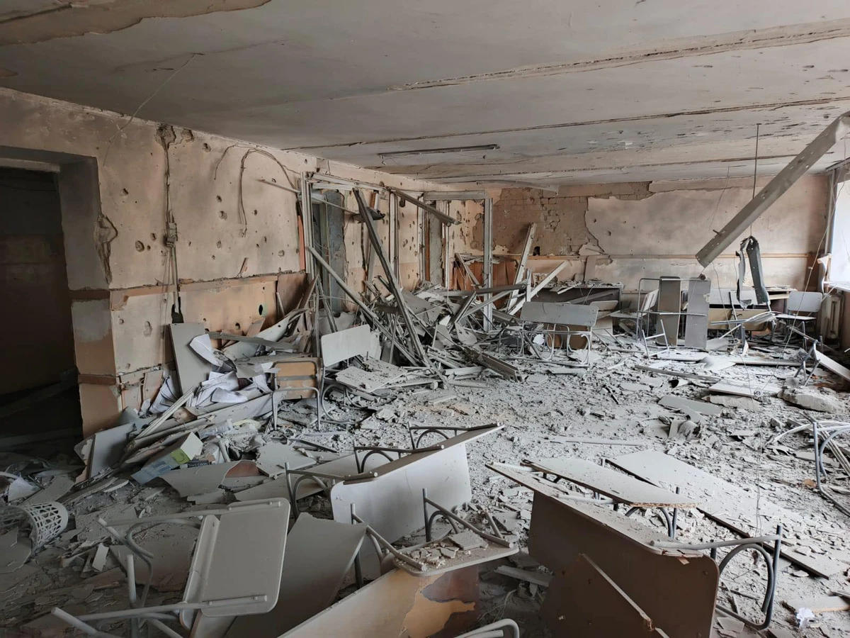 Aftermath of a Russian attack on Kherson State University.