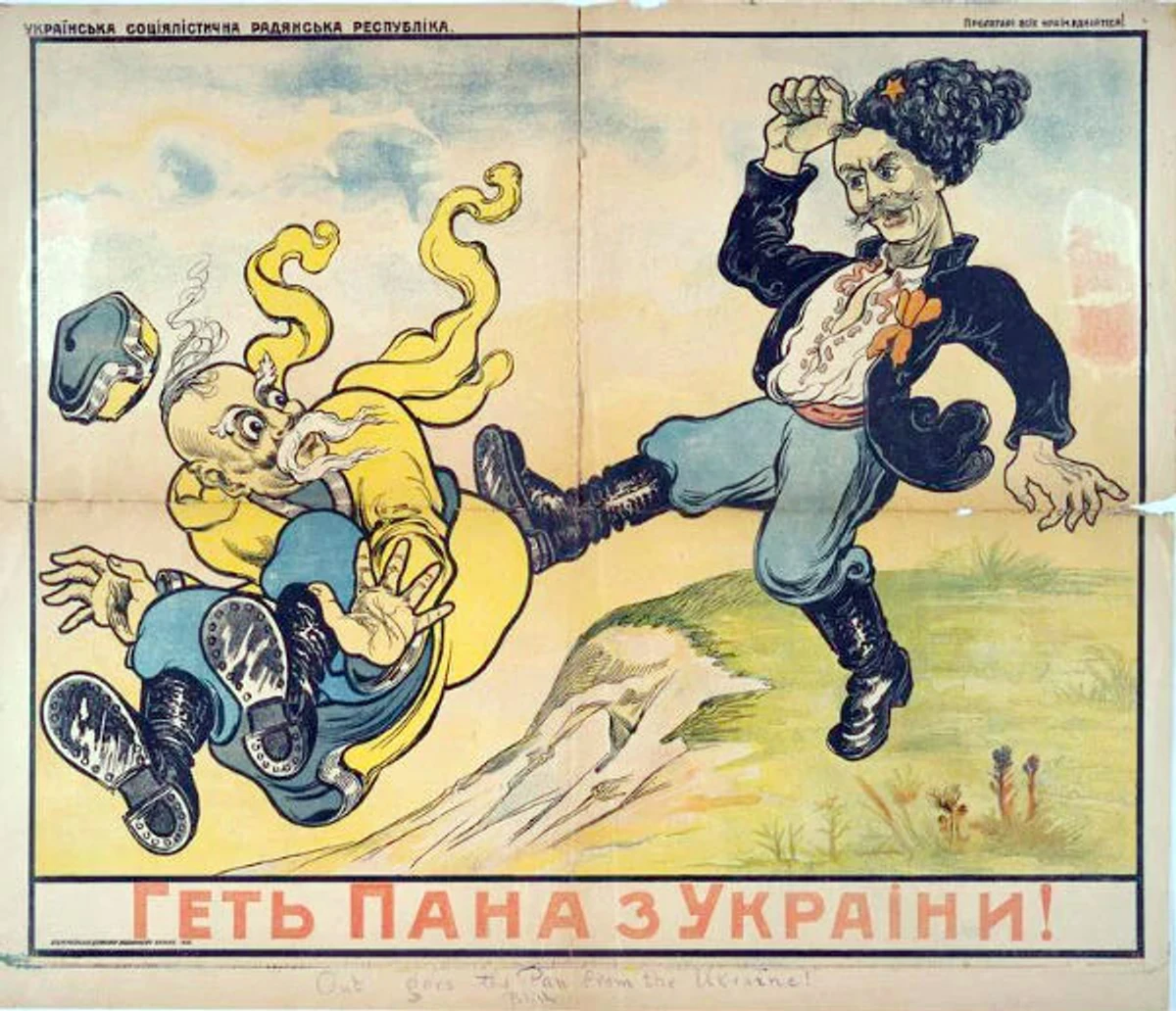 Більшовицький пропагандистський плакат, який показує представників влади УНР як гнобителів народу