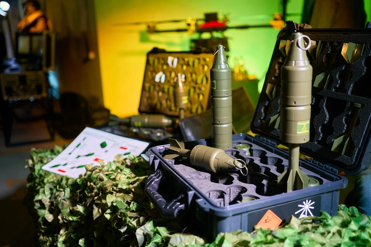 Ammunition for drones at the NAUDI exhibition.