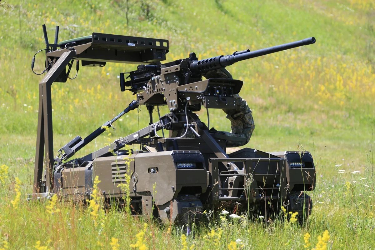 A UGV equipped with a turret from DevDroid