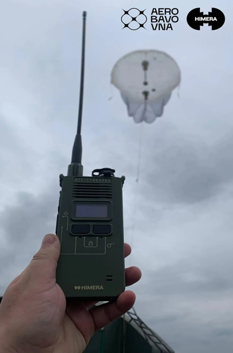 A Himera G1 PRO radio station seen against the backdrop of an Aerobavovna aerostat