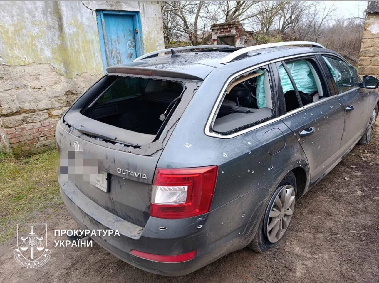 The vehicle hit by a Russian drone in Sumy Oblast.