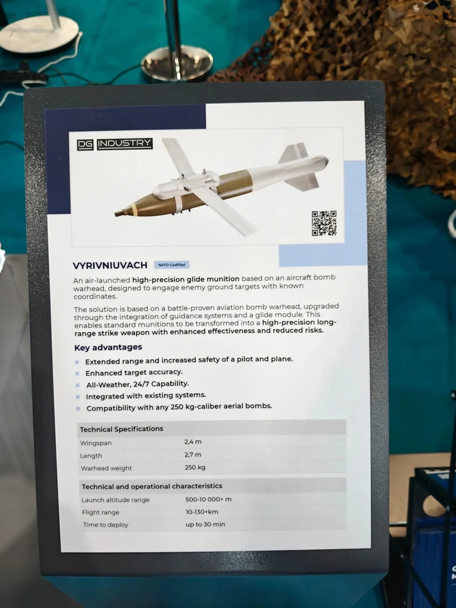 Specifications of the Ukrainian-made Vyrivniuvach guided aerial bomb