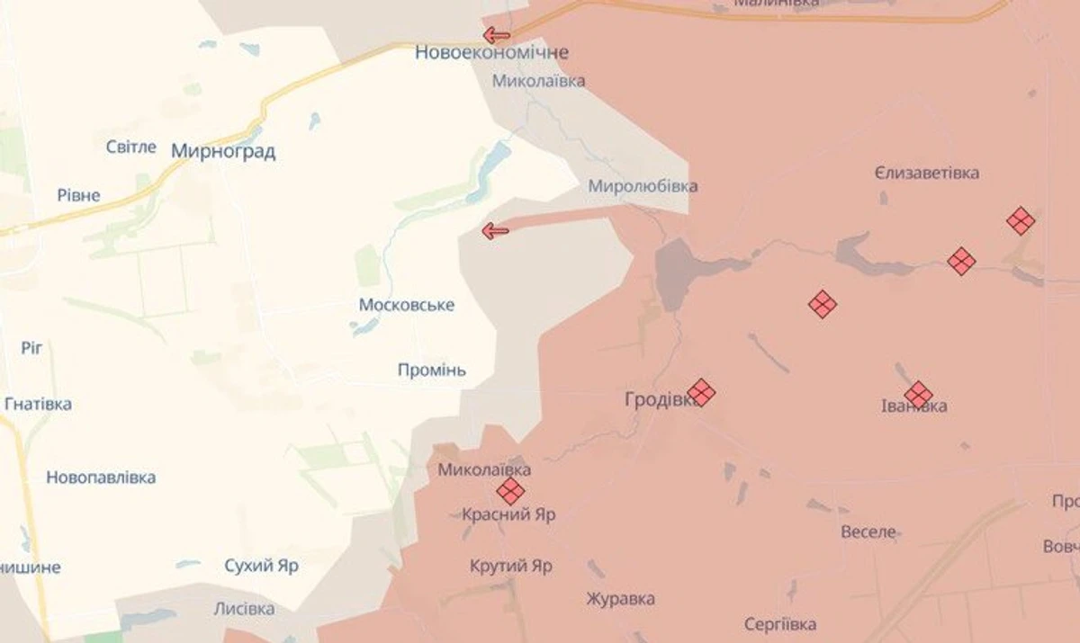 Гродівка на карті DeepState Прихований знімок