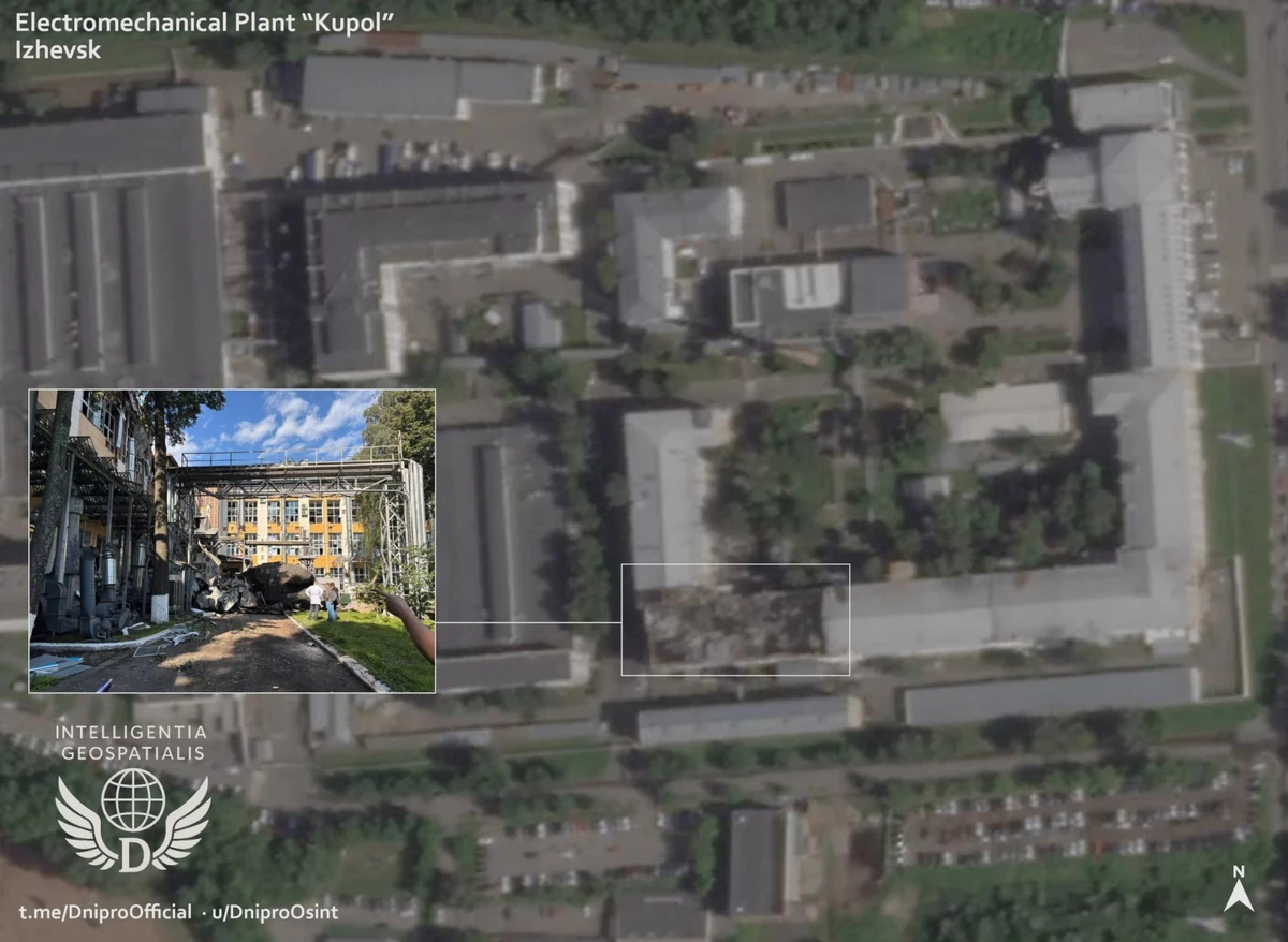 Images of the damaged Kupol plant in Izhevsk