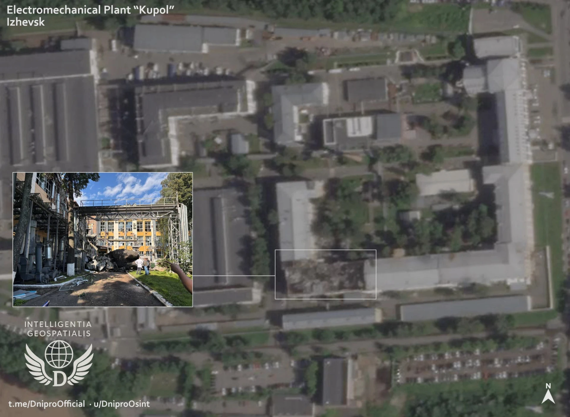 Images of the damaged Kupol plant in Izhevsk