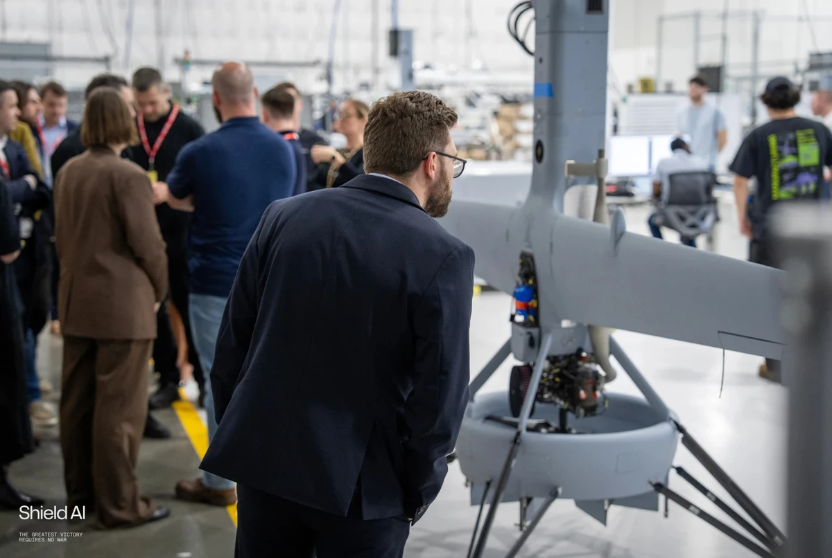 Delegation of Ukraine’s defence tech cluster Brave1 during a visit to the production facility of Shield AI in the United States.