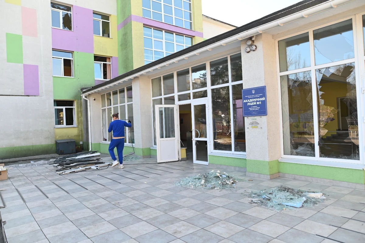 Damaged secondary school