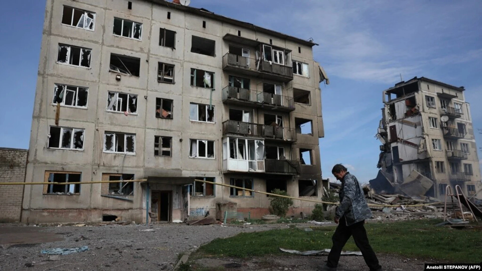 Houses destroyed by a Russian aerial bomb near Avdiivka, 15 April 2024.