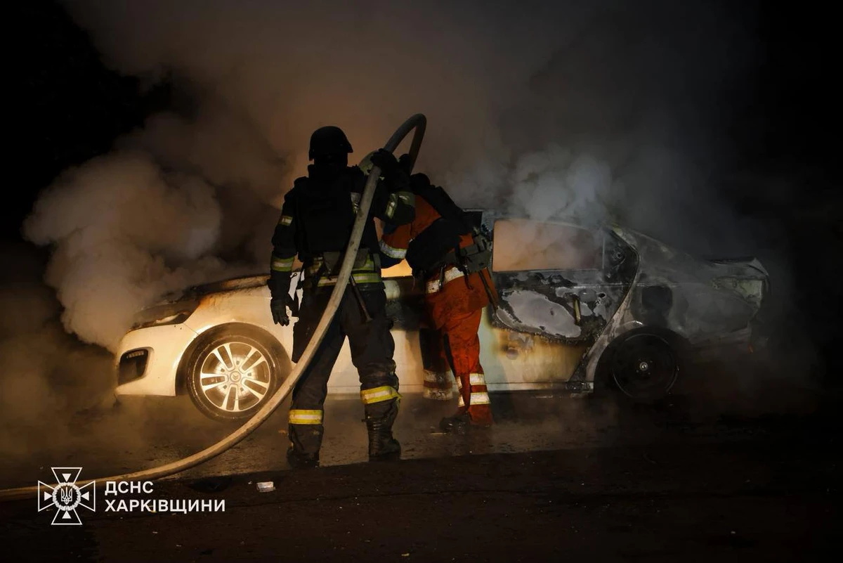 Firefighters extinguishing a fire.