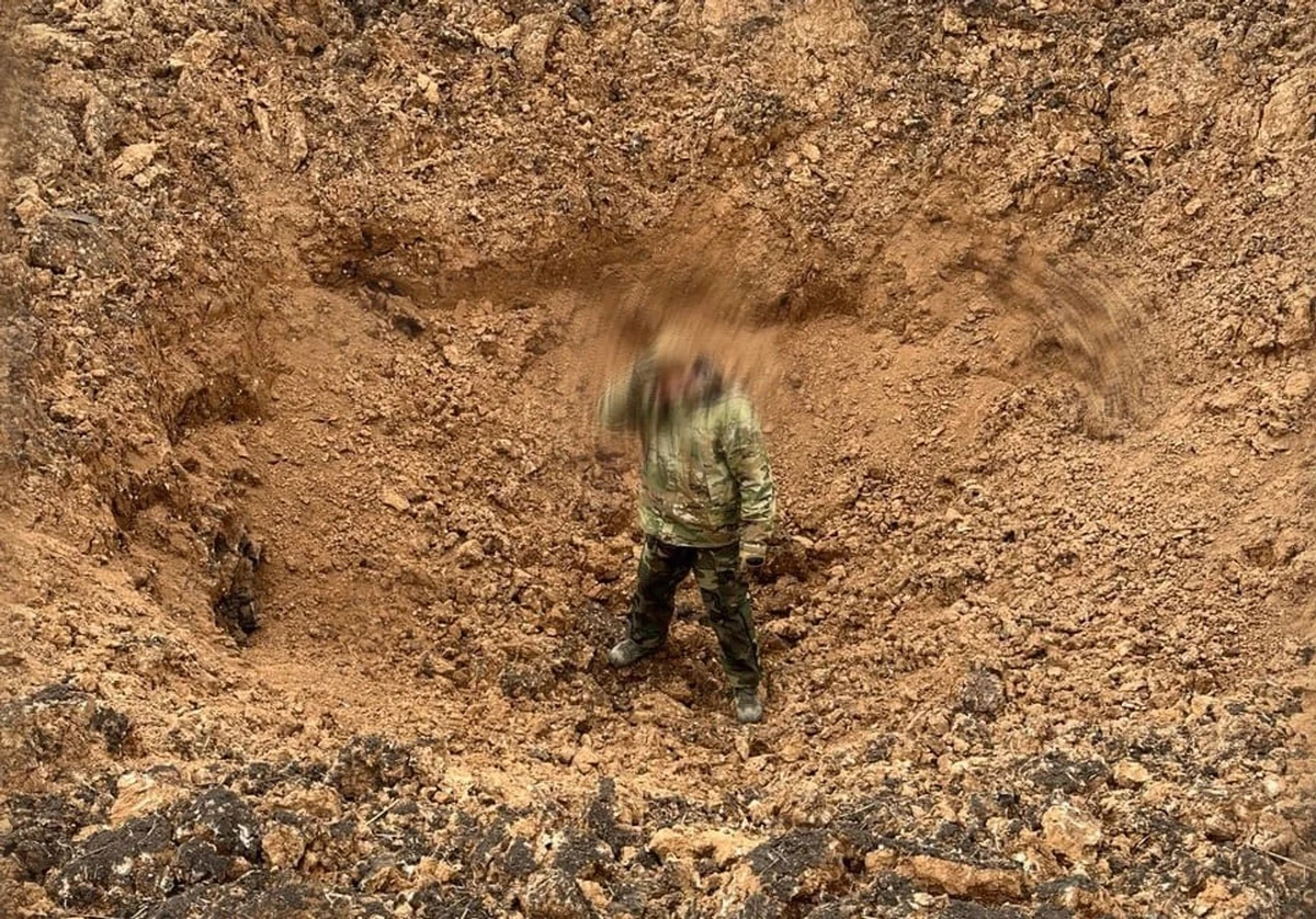 A crater after a KAB strike.