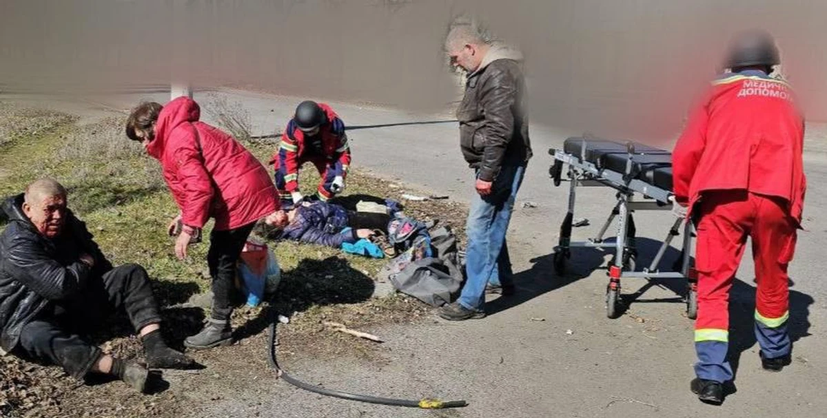 Those injured in the Russian strike.