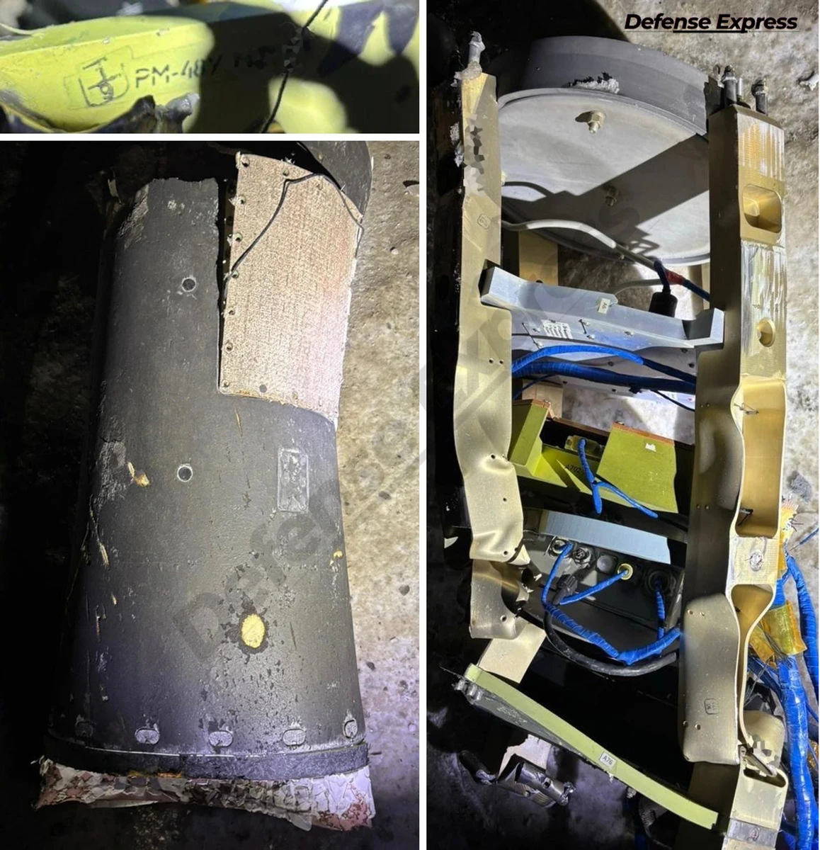 Wreckage from an empty connecting section between stages of an RM-48U missile