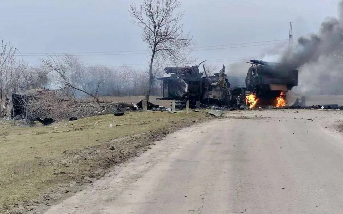 A destroyed Pantsir air defence system.
