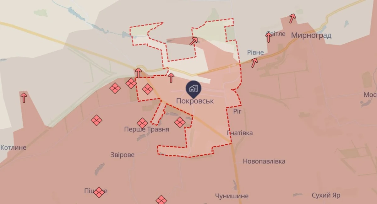 ситуація в Покровську станом на 9 січня, deepstatemap