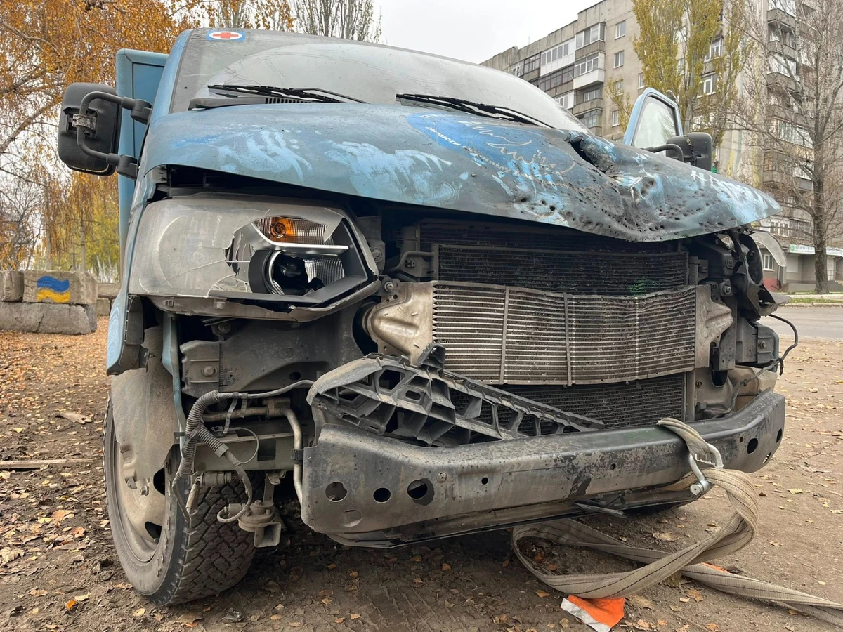 The damaged vehicle