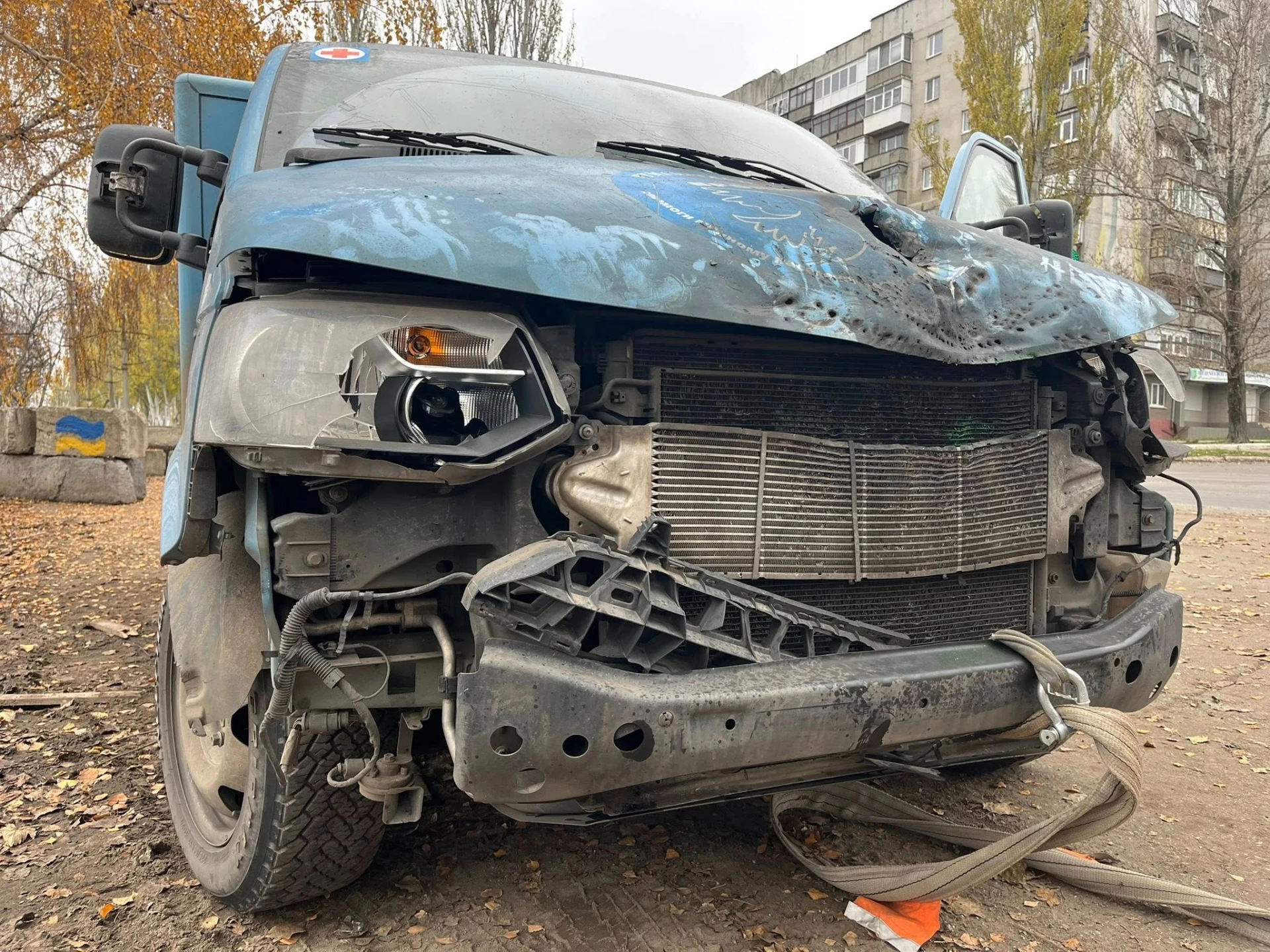 damaged car, photo: Yevhen Tkachev on Facebook