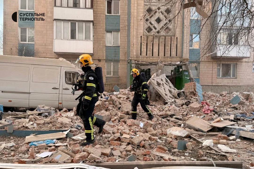 Rescue workers operating at the scene