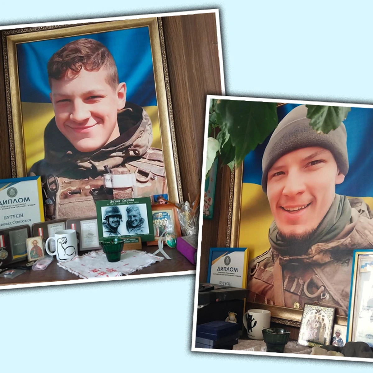 Фото загиблих братів Романа (ліворуч) і Леоніда (праворуч) в будинку їхньої родини на Прикарпатті