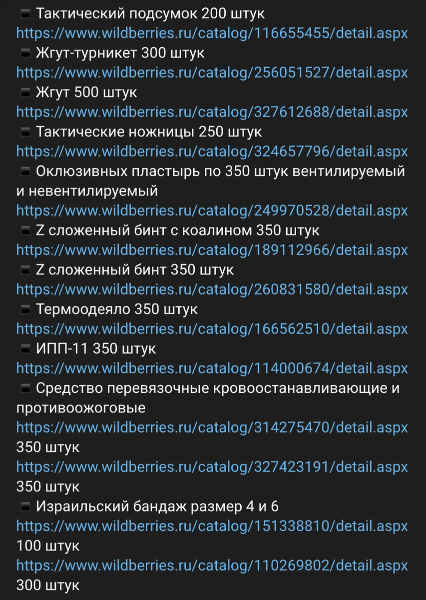 Скриншот допису російського волонтера – доказ, що товари купують на Wildberries