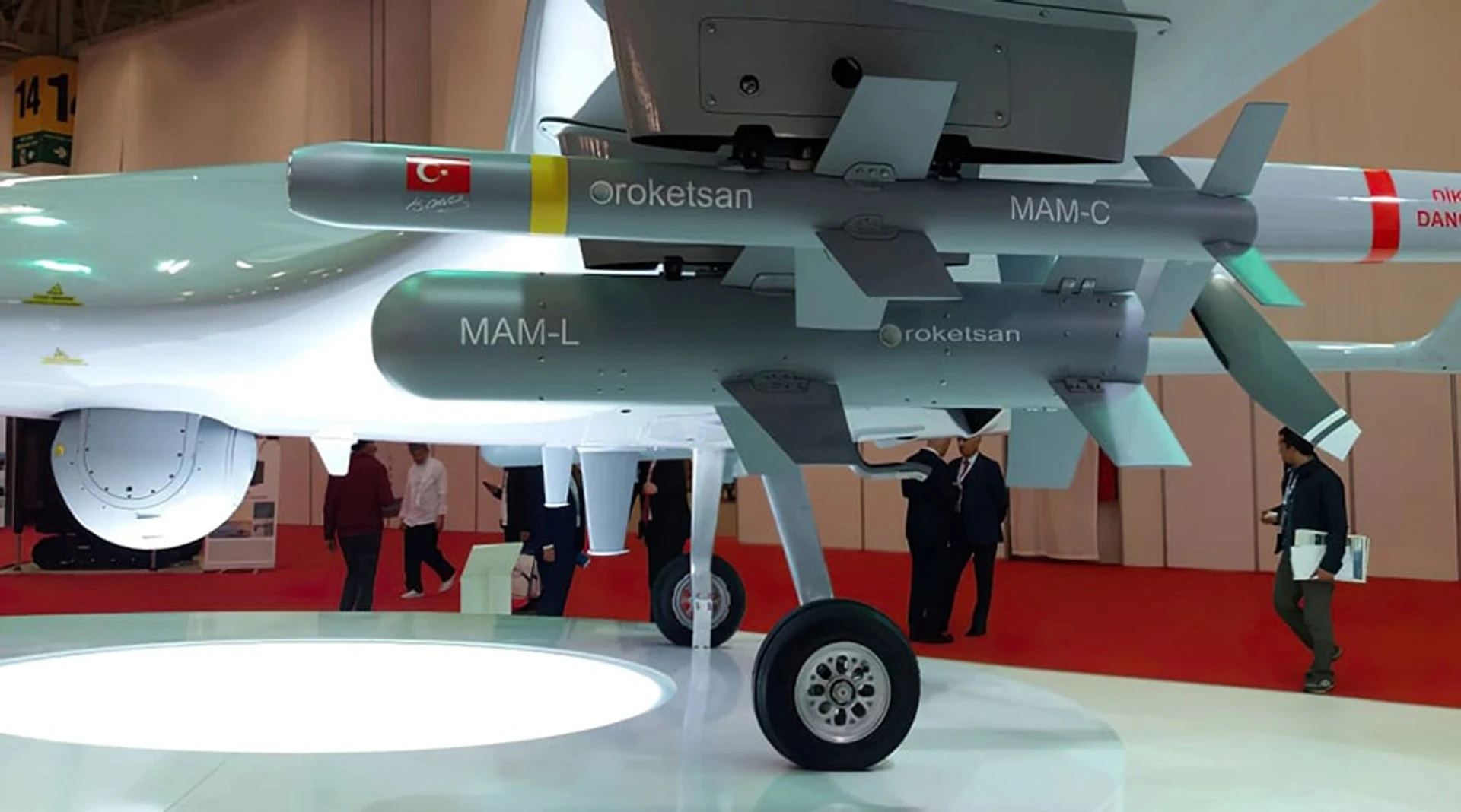 MAM-L and MAM-C micro-bombs under the wing of a Turkish Bayraktar TB2 UAV.