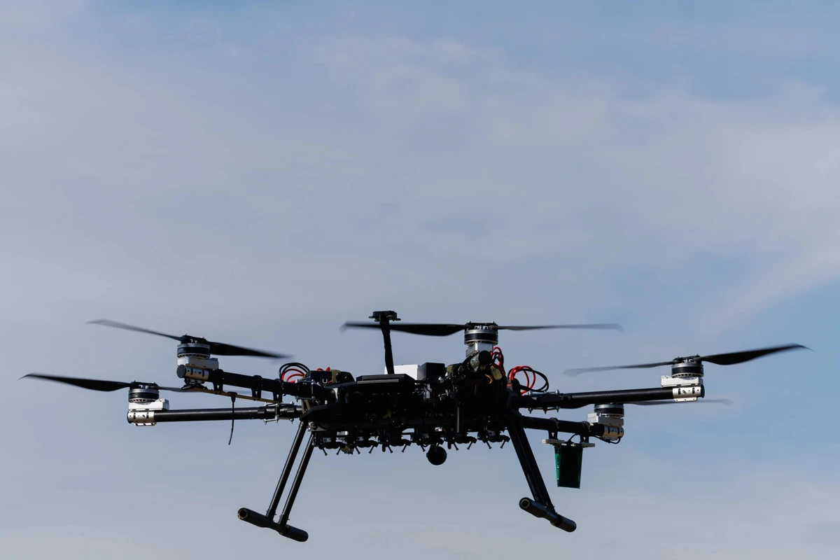 A Ukrainian R-34 bomber drone modified for bombing enemy equipment and positions.