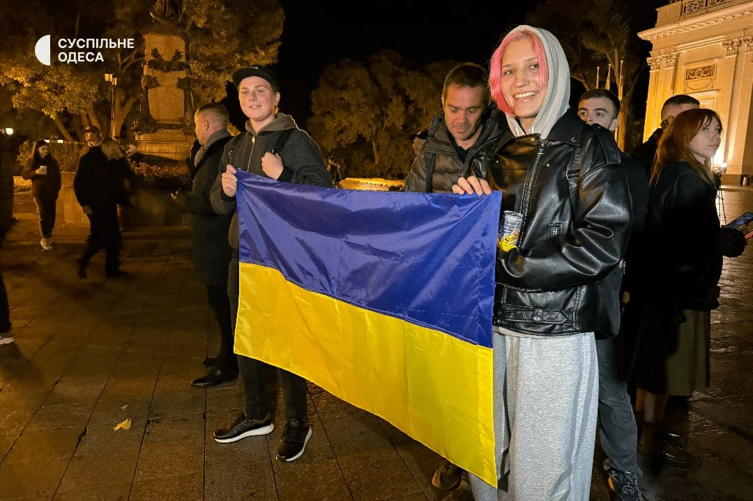 People protesting in Odesa