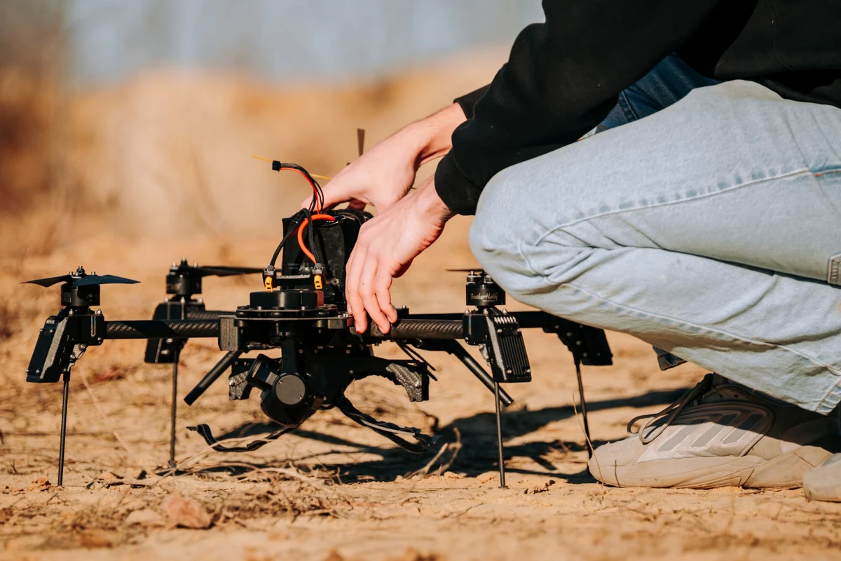 A Zoom reconnaissance drone being launched