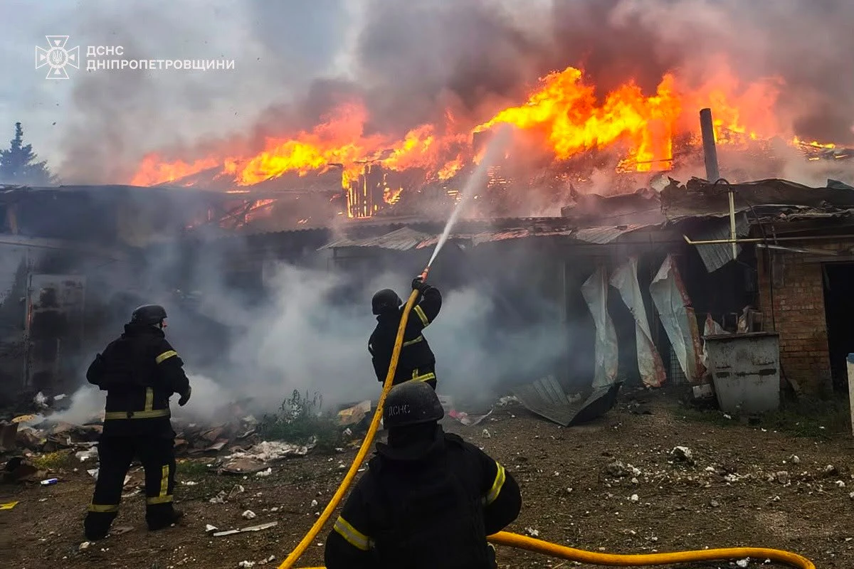 Firefighters extinguishing a blaze