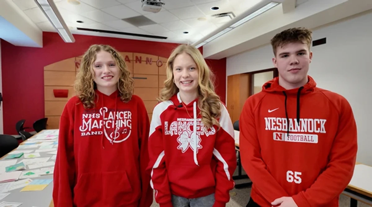 Arsenii's classmates (left to right) Catherine Spor; Emery Calton; Aiden Turner