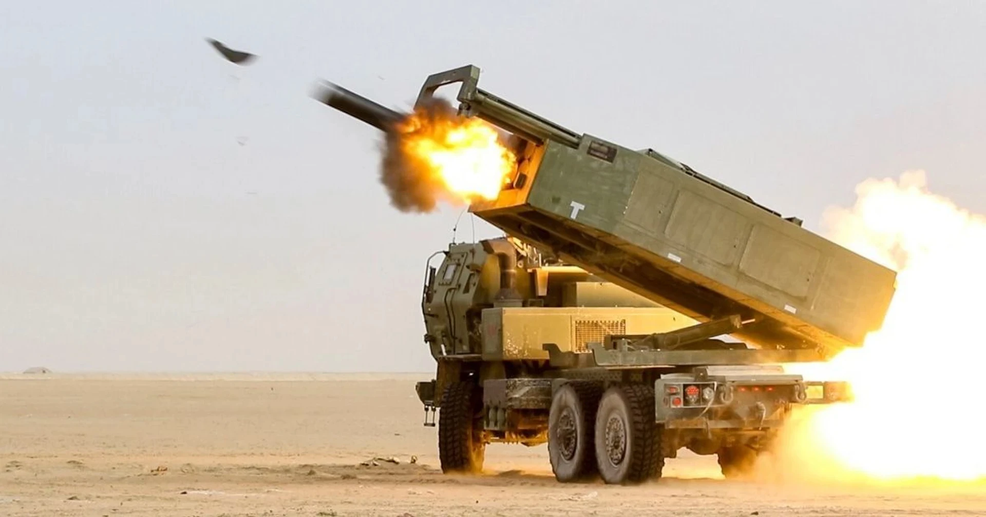 A HIMARS multiple rocket launcher.