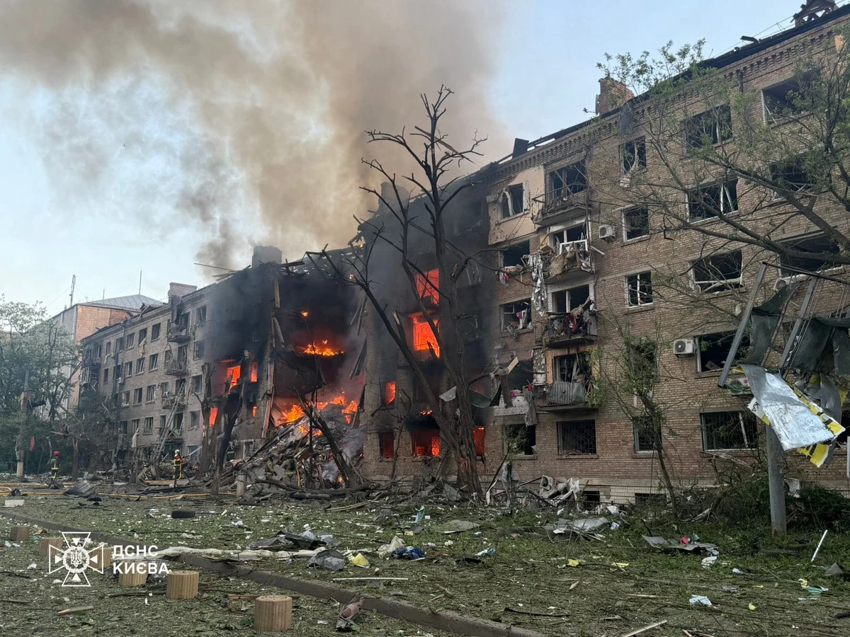 The aftermath of the Russian attack on Kyiv.