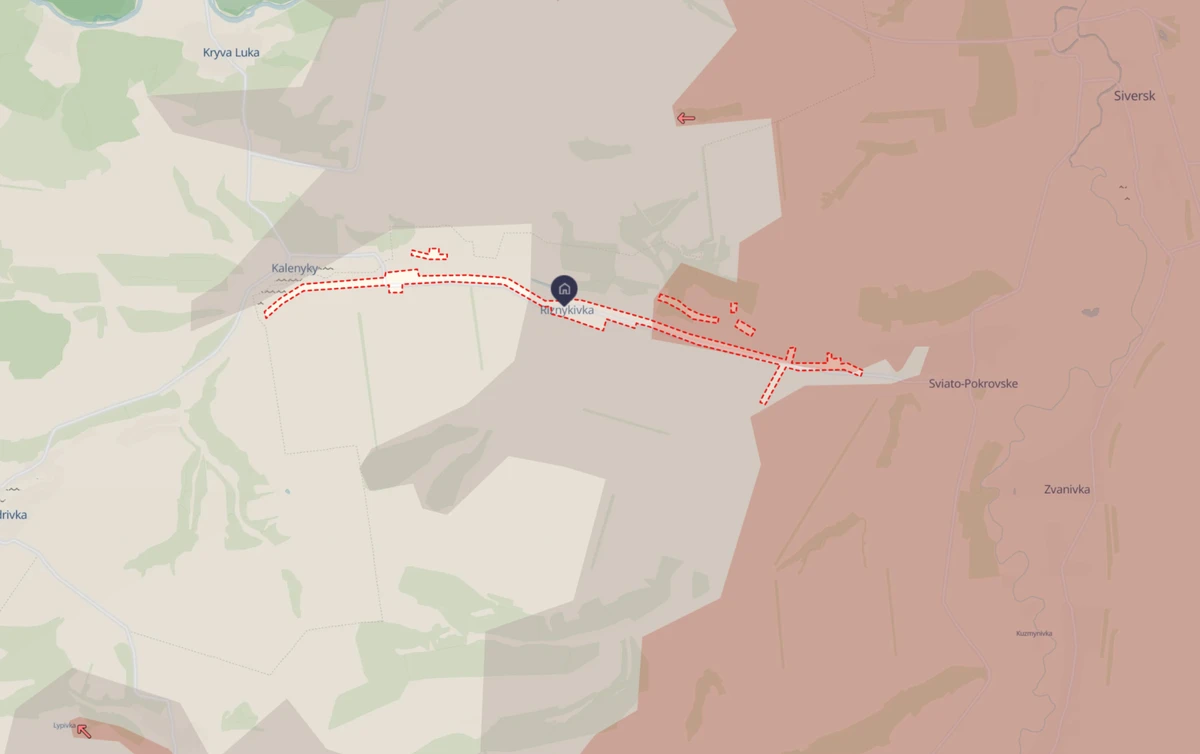 The village of Riznykivka on the map.